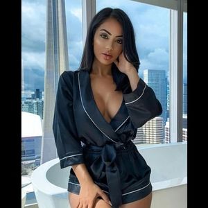 FashionNova Sunday Morning Satin Sleep Romper